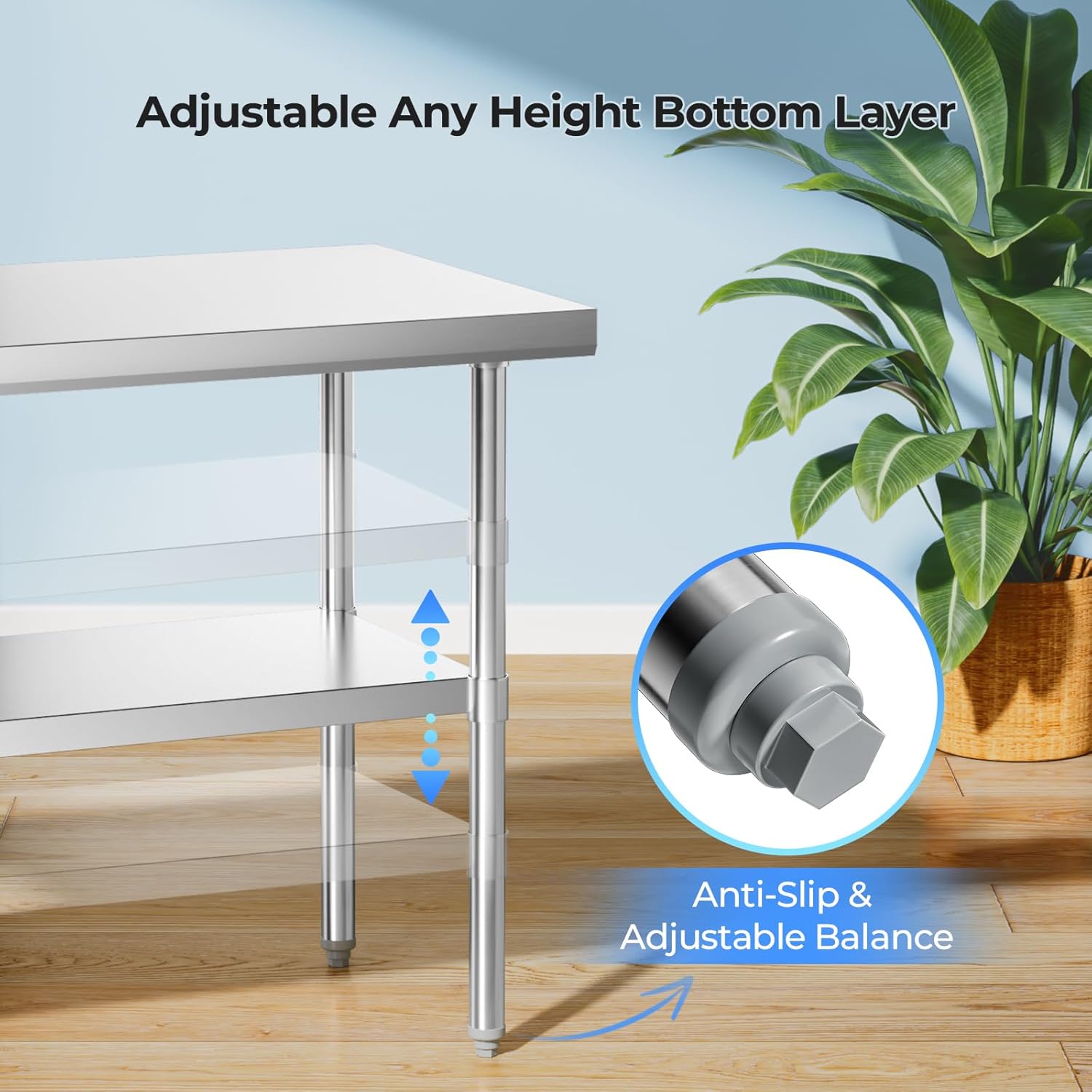 NUUK Stainless Steel Worktable 24" x 48" Kitchen Food Prep Grill Work Table Heavy Duty Commercial Workstation