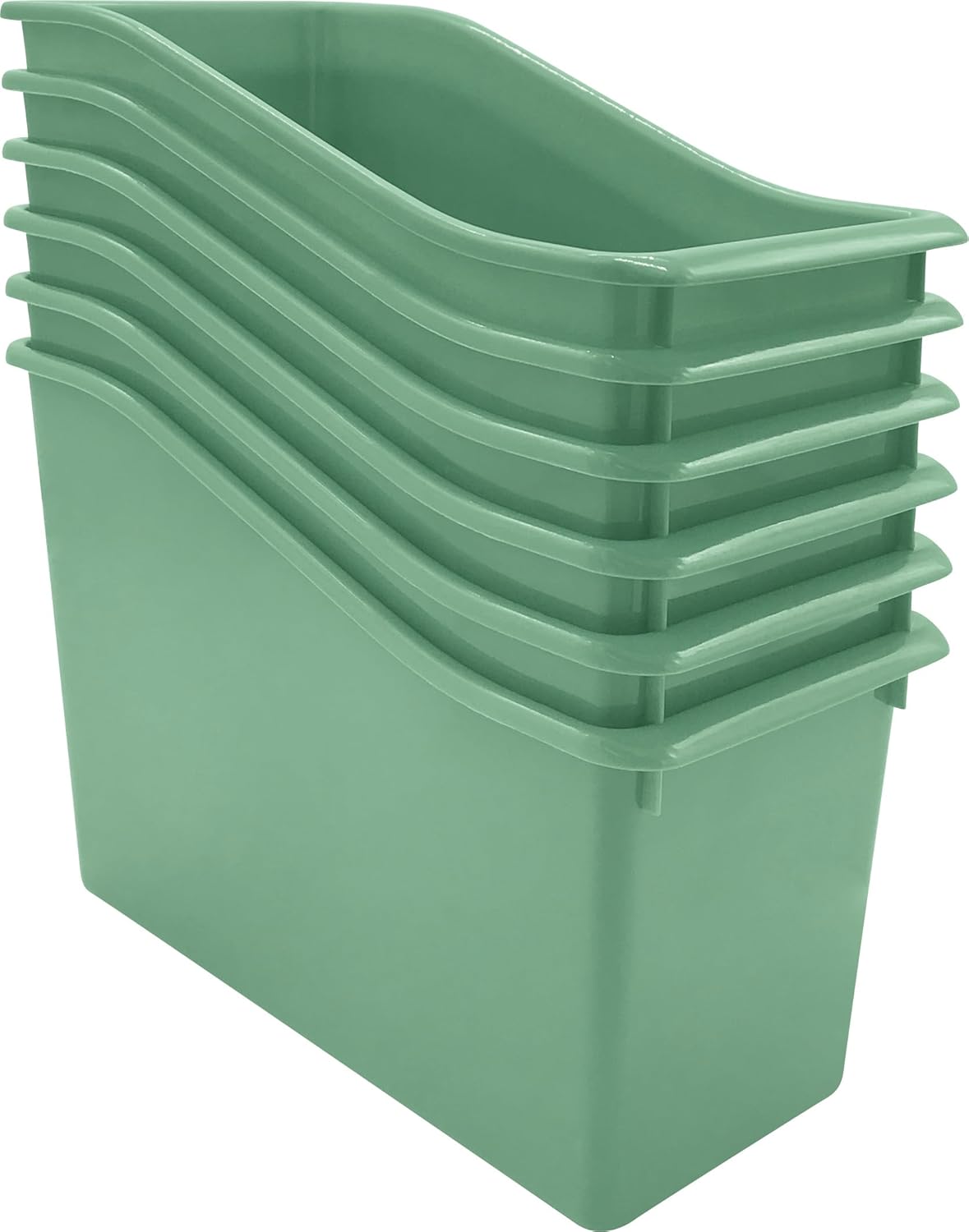 Teacher Created Resources Eucalyptus Green Plastic Book Bin 6-Pack (TCR2088686)