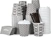 JOLLY PARTY [100 Sets] 10 oz Paper Coffee Cups, Disposable Coffee Cups with Lids, Sleeves and Straws, Hot Cold Beverage Drinking Cup for Water or Tea, To-Go Cups Suitable for Office and Travel