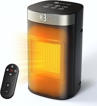 Space Heater, 1500W Electric Heaters for Indoor Use, 5 Modes & Smart Thermostat, Tip-Over & Overheat Protection, 24H Timer, Child Lock, Ceramic Fast Safety Heat for Office Bedroom Home