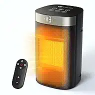 Space Heater, 1500W Electric Heaters for Indoor Use, 5 Modes & Smart Thermostat, Tip-Over & Overheat Protection, 24H Timer, Child Lock, Ceramic Fast Safety Heat for Office Bedroom Home