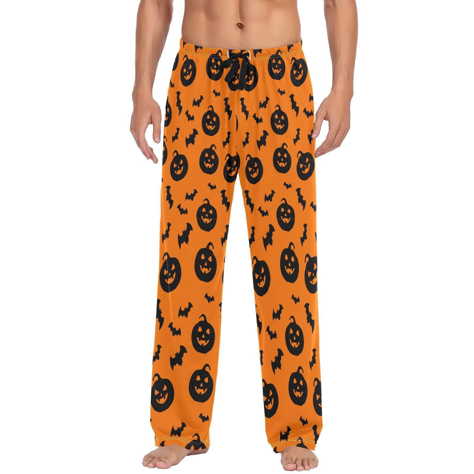 Cgiub Halloween Pumpkin Men's Pajama Pants Soft Lounge Sleep Pant Sleepwear Bottoms Pj Bottoms with Pockets