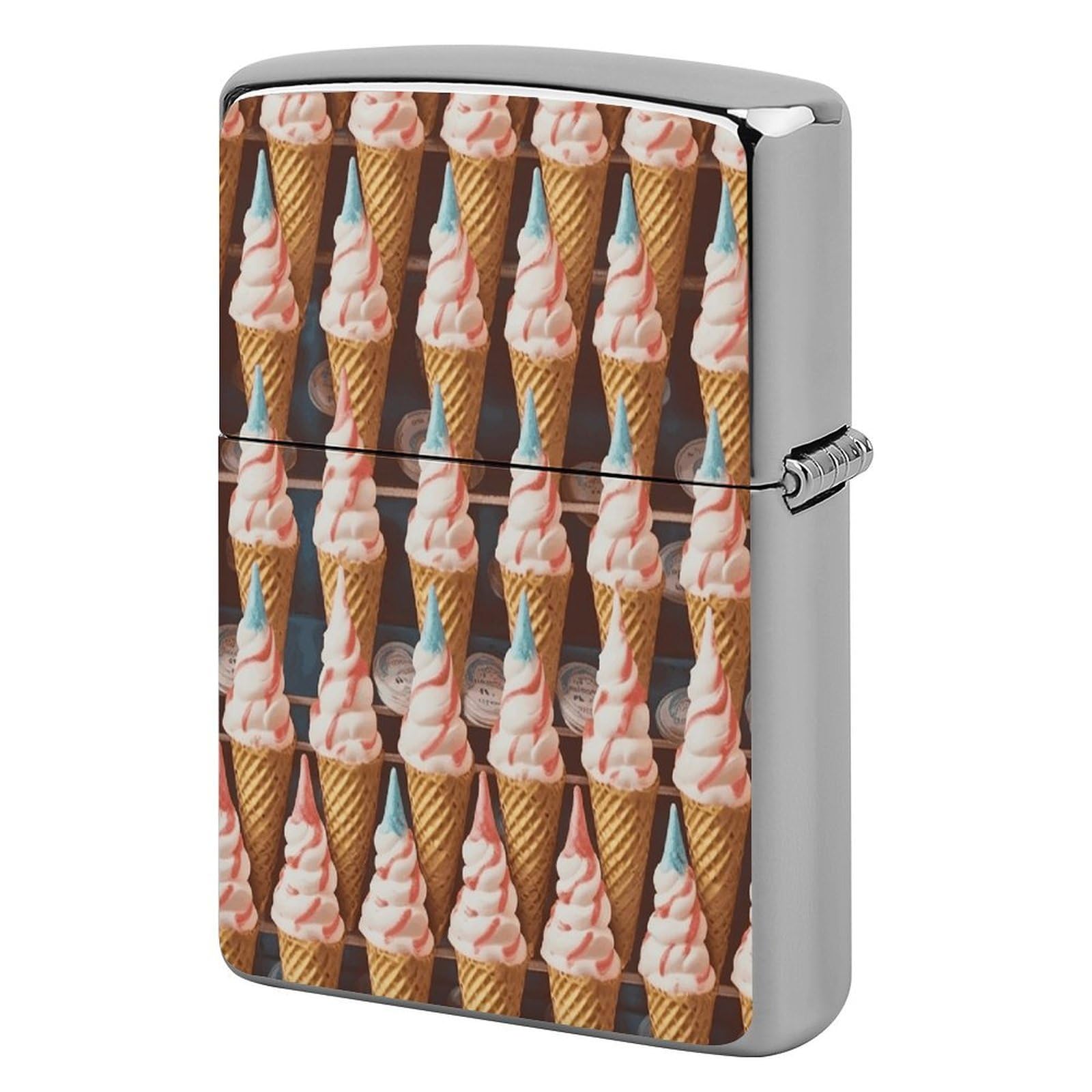 Btcowzrv Style Ice Cream Cones Fifties Time Metal Lighter Case Sleeve Cover Holder