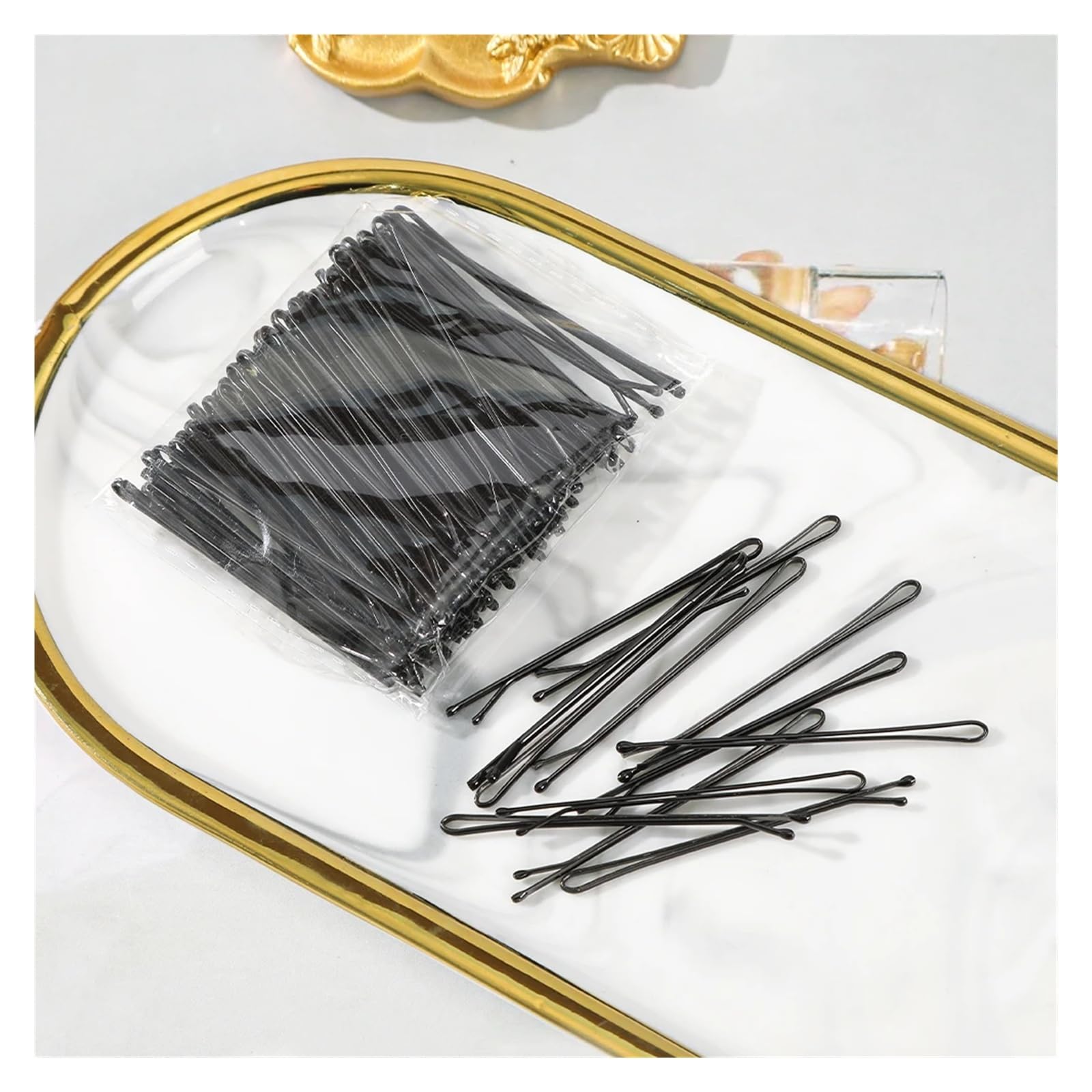 50/100 szt. 5.5cm w kształcie litery U aluminiowe spinki do włosów falowane spinki do włosów metalowe czarne wsuwki do włosów Barrettes narzędzia do fryzury ślubnej szpilka(Straight 100pcs)