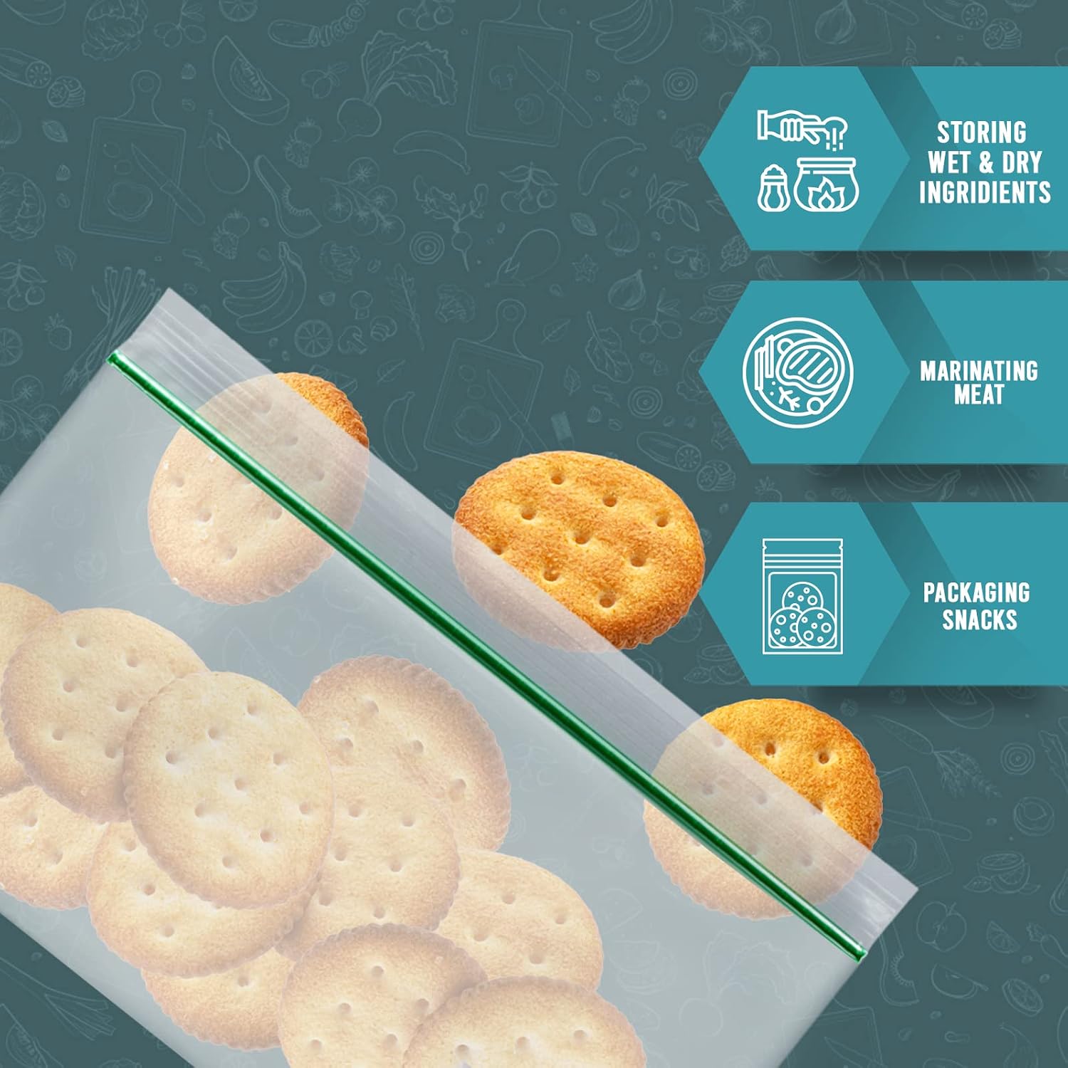 PAMI Snack Size Resealable Plastic Bags,Food Safe Zipper Pouches,100-Pack image 3