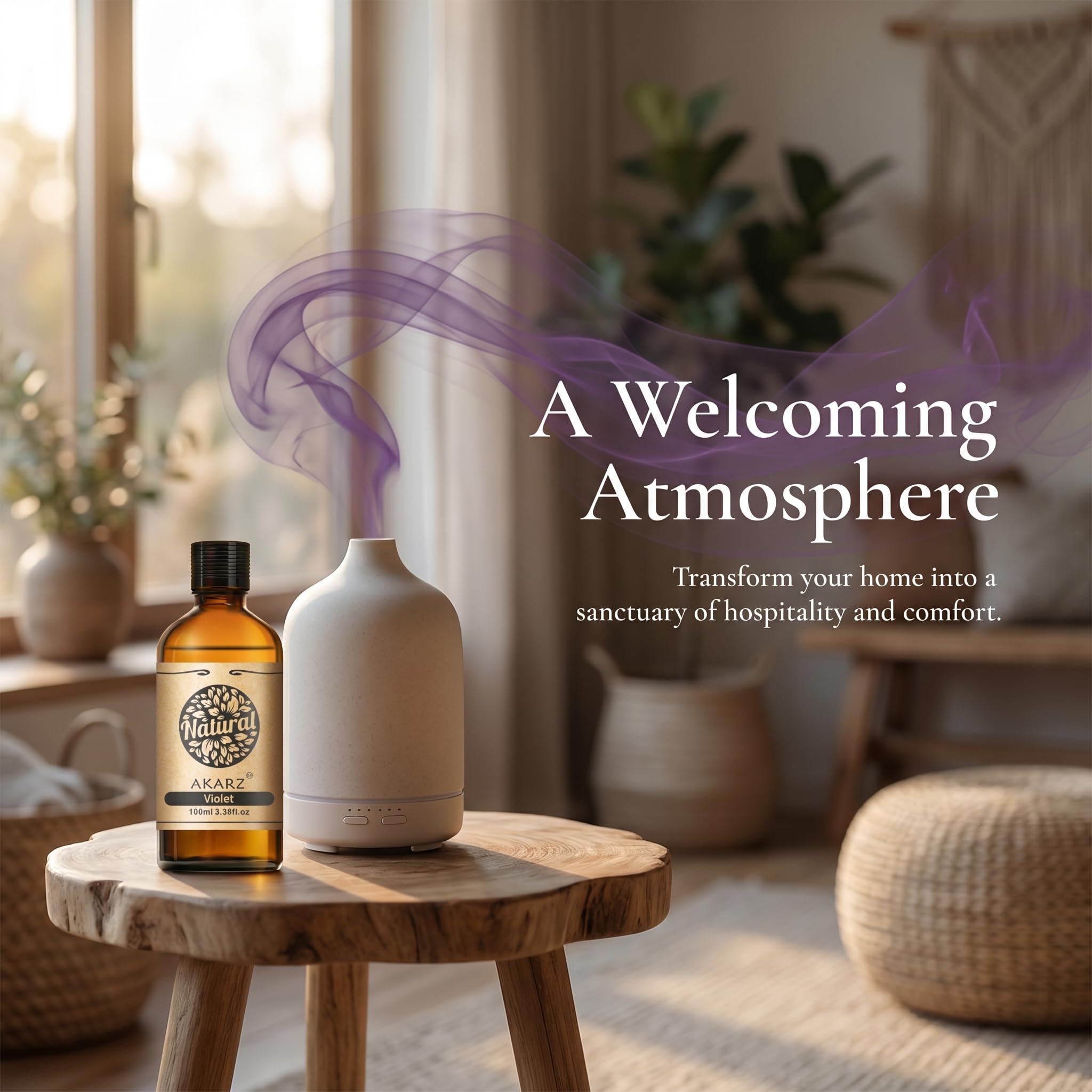 AKARZ 100ml Olejek esencjny z Fiołka - Naturalny olejek aromatyczny do dyfuzorów, lamp aromatycznych i aromatów pomieszczeń