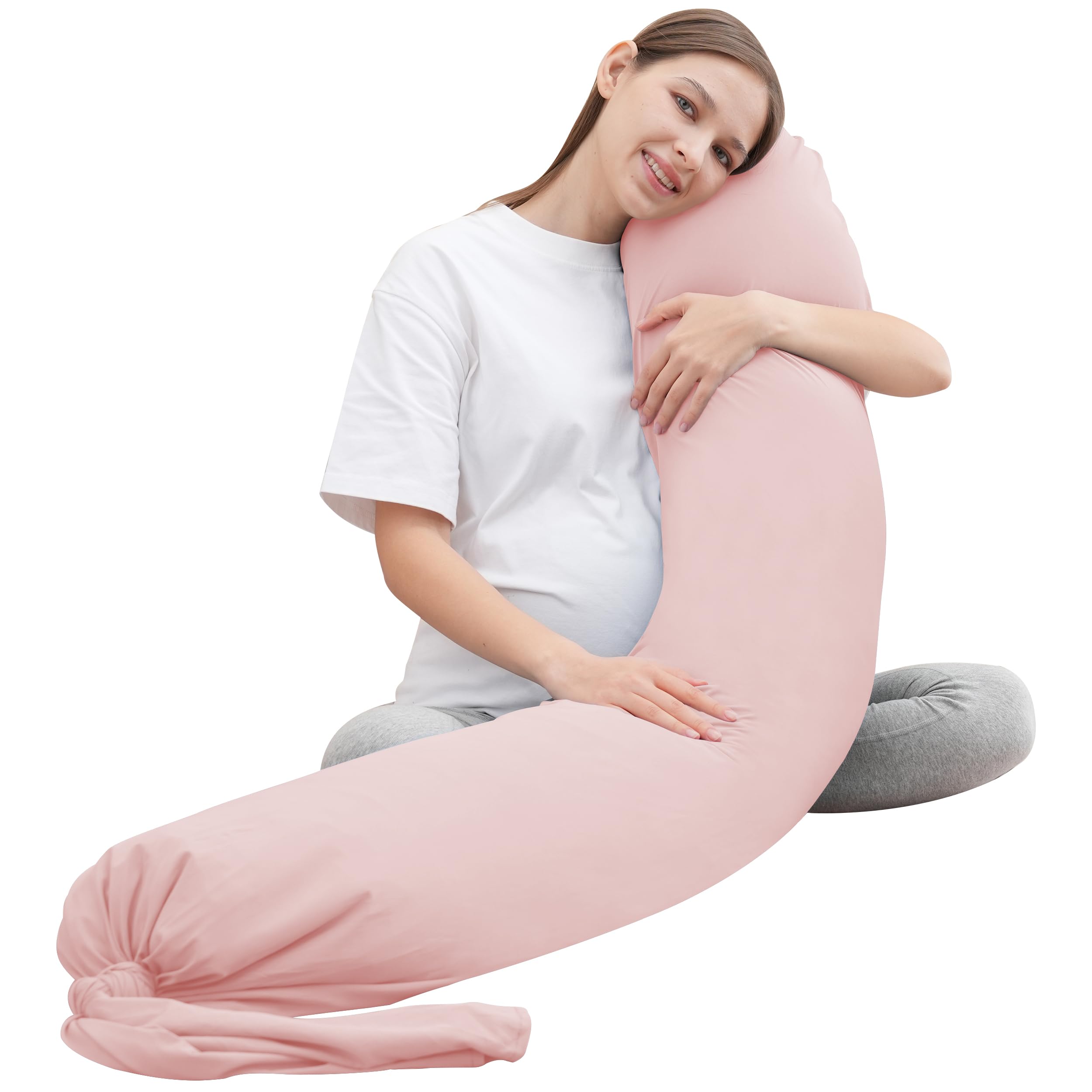 Photo 1 of MOON PARK Pregnancy Pillow - Incredibly Smooth and Soft Cooling Cover I Shaped Full Body Maternity Pillow with Removable Cover - Support for Side, Back, Legs, Belly, HIPS - Pink