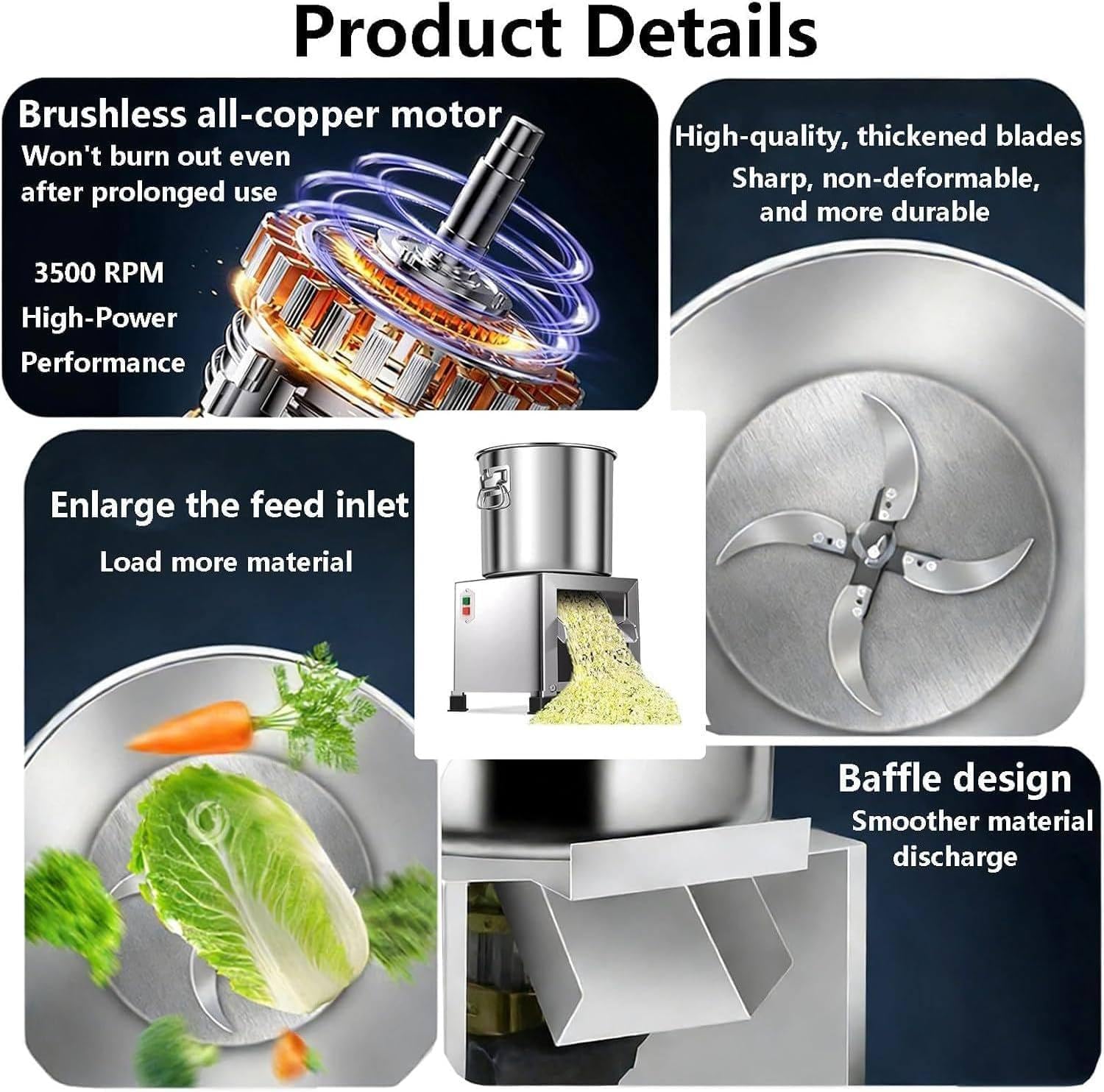 1800W Commercial Vegetable Slicer, Heavy Duty Stainless Steel Shredder Cutter for Poultry Feed Processing, High Output Efficiency