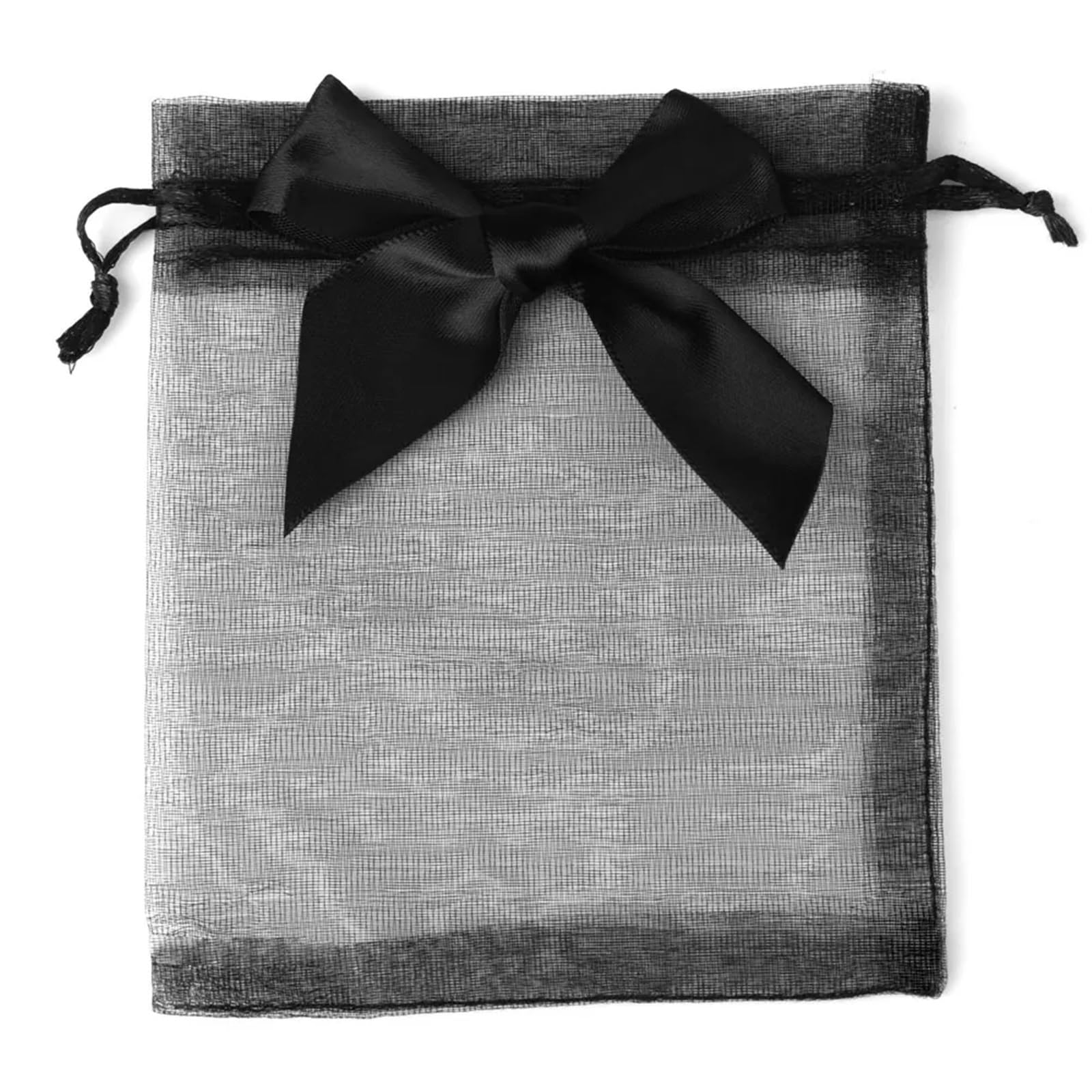 Geschenkbeutel 10/20/50 Stück Organza-Geschenkbeutel mit Schleife, Weihnachtsfeier, Hochzeit, Süßigkeitenbeutel, exquisite Schmuckverpackung, Kordelzugbeutel(9 black,50PCS_10X15CM)