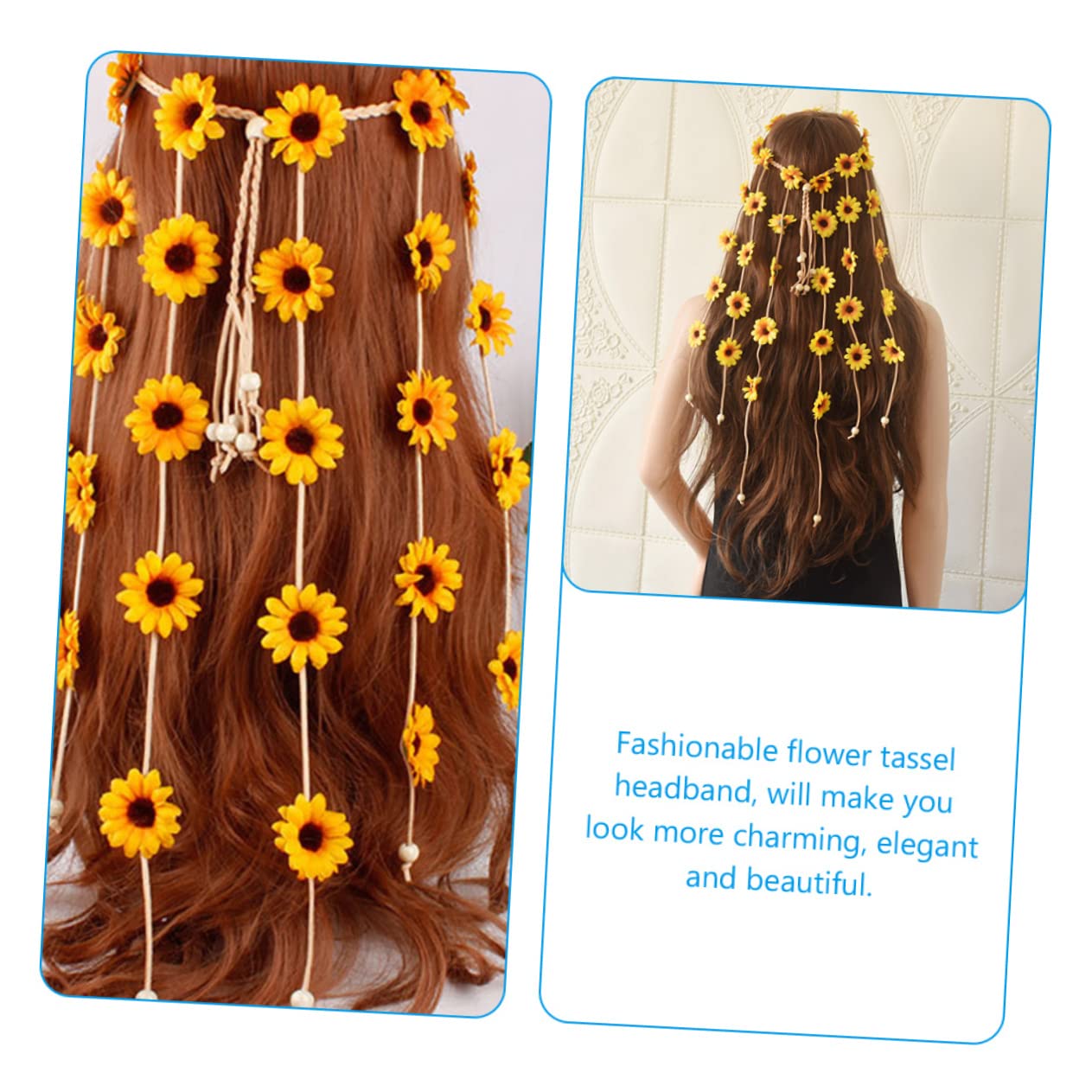 FOMIYES 5pièces Bandeau Floral Avec Franges Accessoire Pour Plage Et Fête Élastique Et Ajustable Et