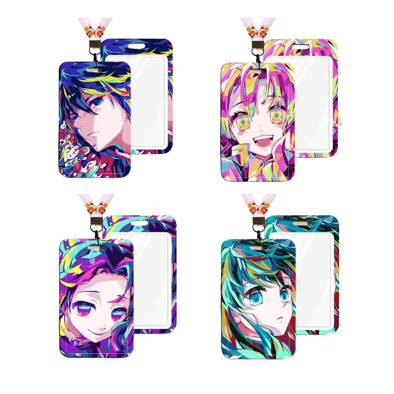 Porte-badge Avec Lanière Animé Kpop/Demon - Étui à Carte Rigide + Cordon Court, Pour école, Bureau, Cartes De Transport
