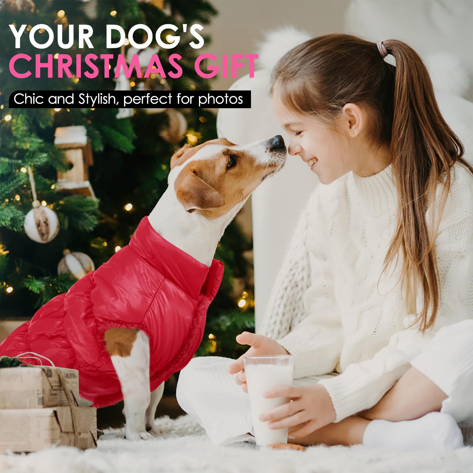 AOFITEE Abrigo de invierno para perro impermeable a prueba de viento, chaleco para cachorros de forro polar, chaqueta acolchada cálida para perros pequeños y medianos