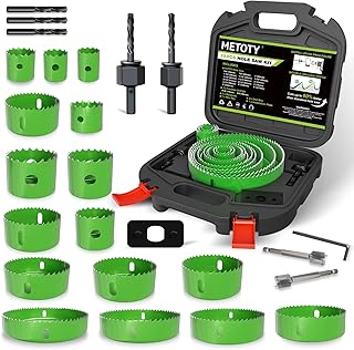 25 Piece Hole Saw Set - High Carbon Steel 19-152mm (3/4" to 6") Blades for Drywall, Softwood, Plastic, and PVC; Professional Grade with Instant Support