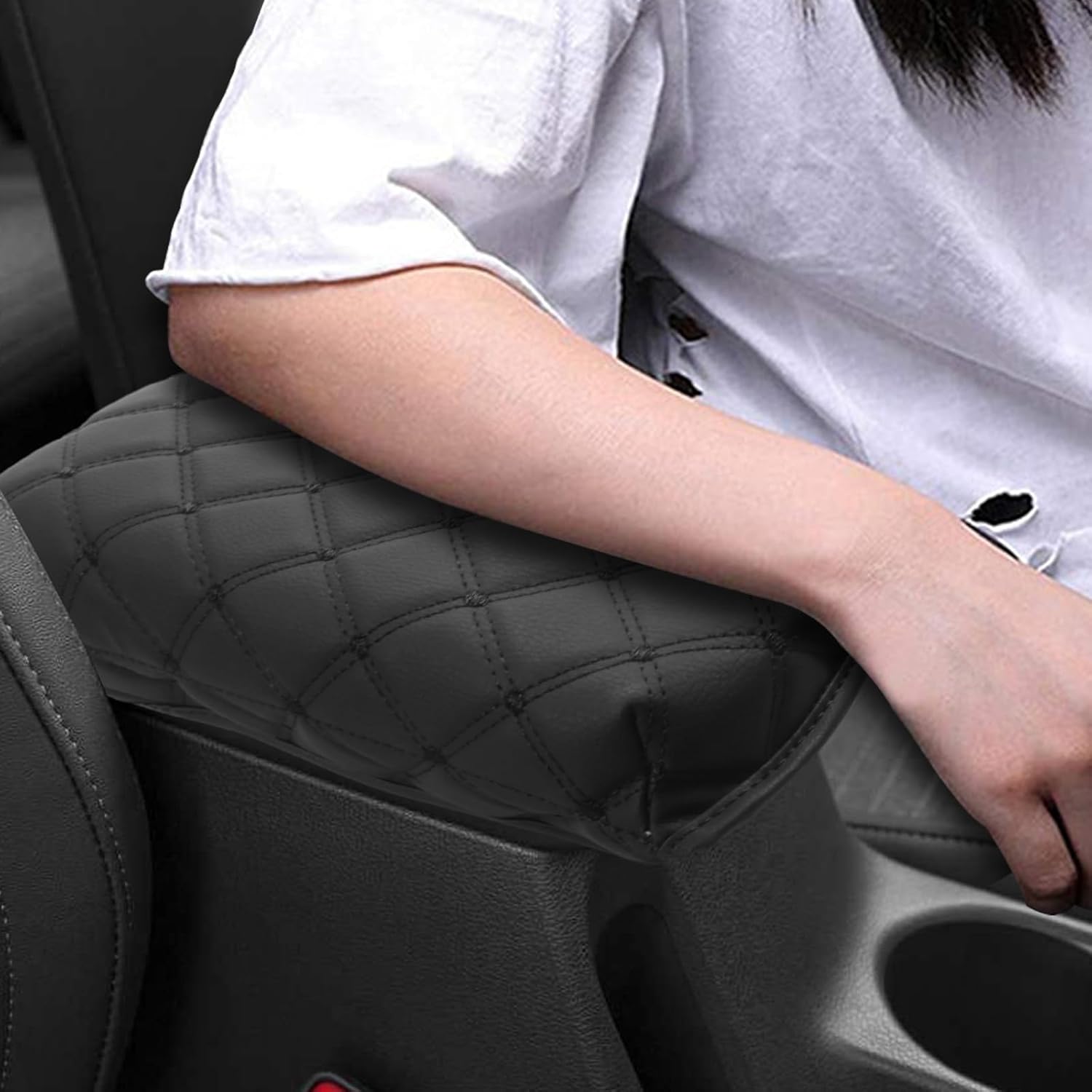 YEE PIN for 2024 2025 Kia Seltos Center Armrest Cover Saver 2024 Seltos Console Cover Fit for 2021 2022 2023 2024 2025 Kia Seltos Central Console Armrest Box Scratch Resistance (Black)