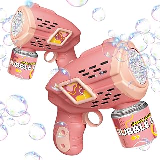 2 Sets Bubble Machine Gun, Bubble Gun with Lights/Bubble Solution, Bubbles Machine for Kids Toddlers, Summer Toy Gift for Outdoor Indoor Birthday Wedding Party - Pink Bubble Makers