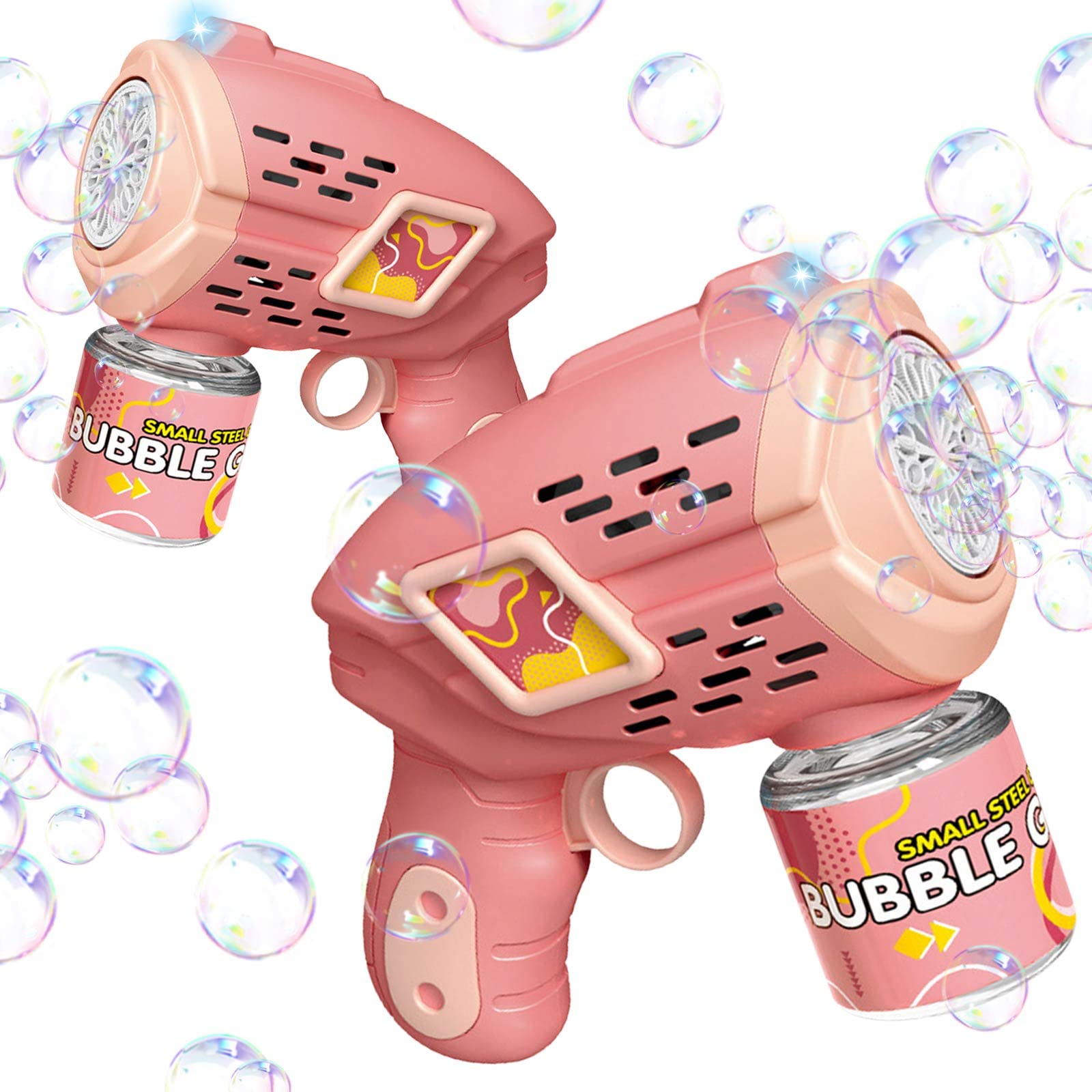 Photo 1 of 2 Sets Bubble Machine Gun, Bubble Gun with Lights/Bubble Solution, Bubbles Machine for Kids Toddlers, Summer Toy Gift for Outdoor Indoor Birthday Wedding Party - Pink Bubble Makers