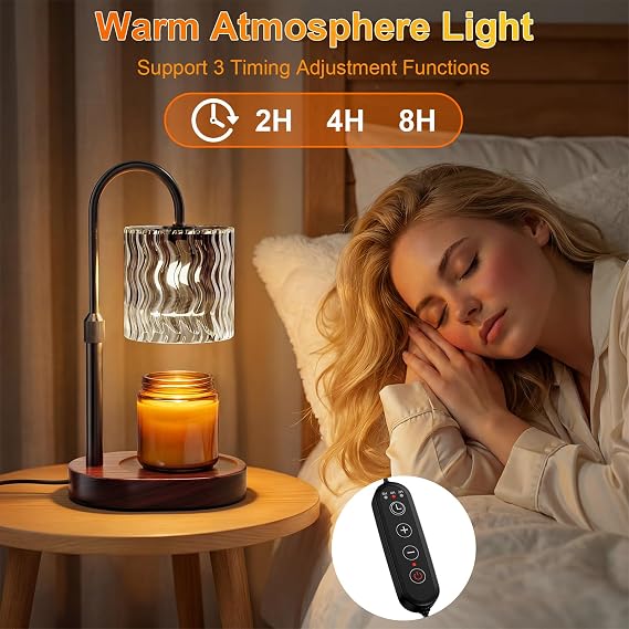 Candle Warmer Lamp - Dimmable & Timer with 2 Bulbs for Jar Candles [Energy Class E]