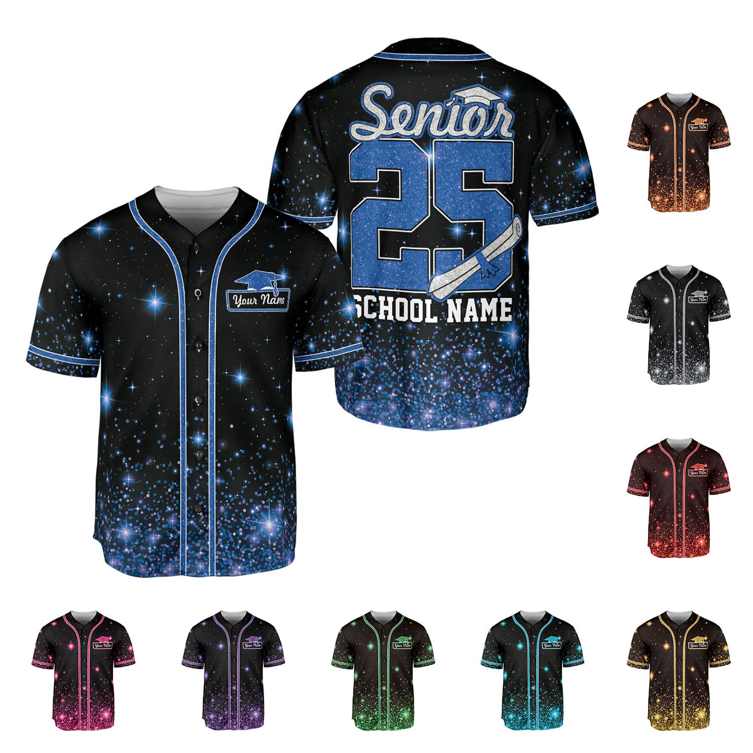 MAPrints Personalized Senior 2025 Baseball Jersey, Senior Glitter Coquette Class of 2025 Jersey, Graduation Shirt for Seniors