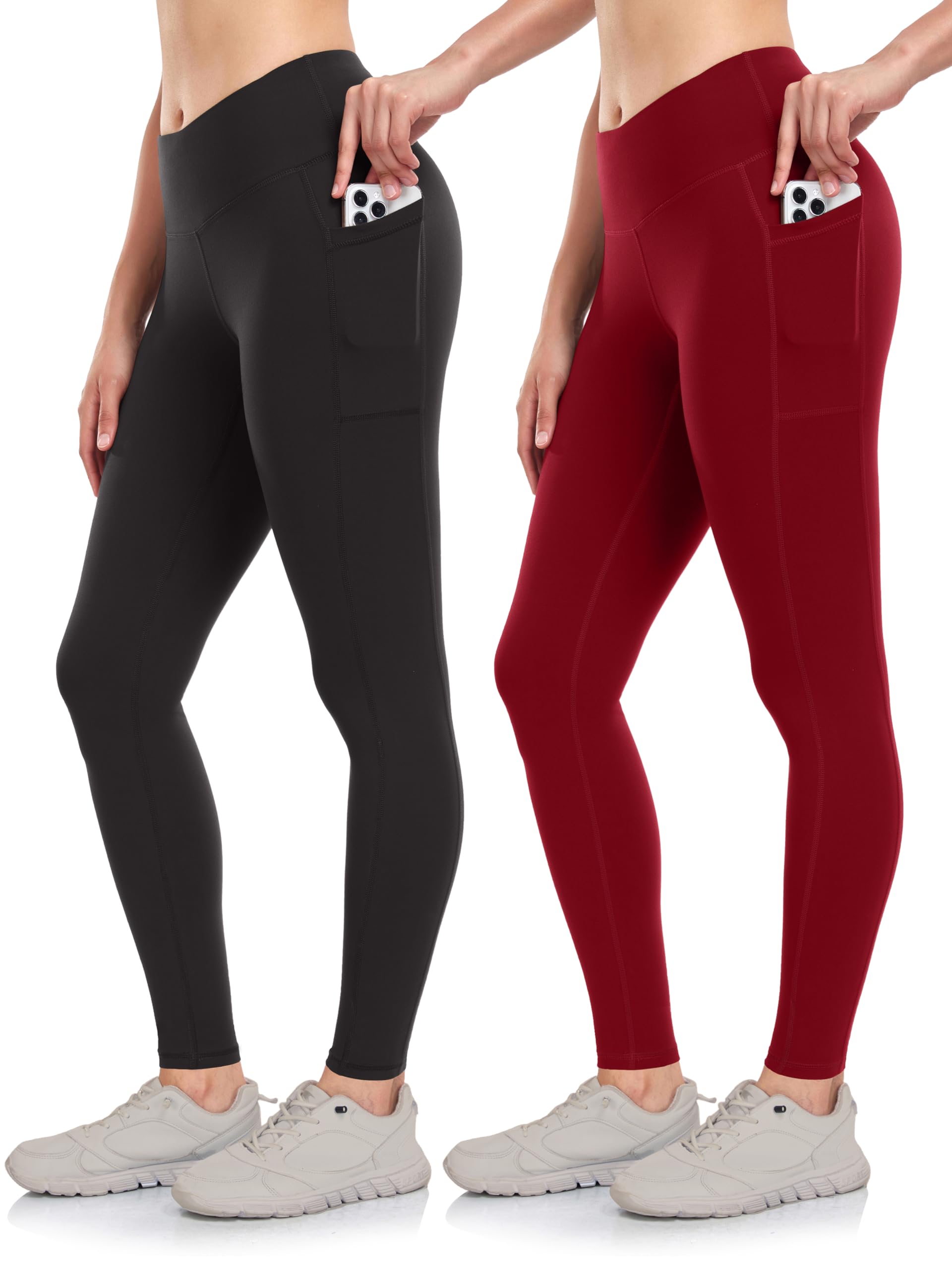 LegEndWomen's 2 Pack Workout Leggings with Pockets 27"- Buttery Soft High Waisted Tummy Control Running Yoga Pants