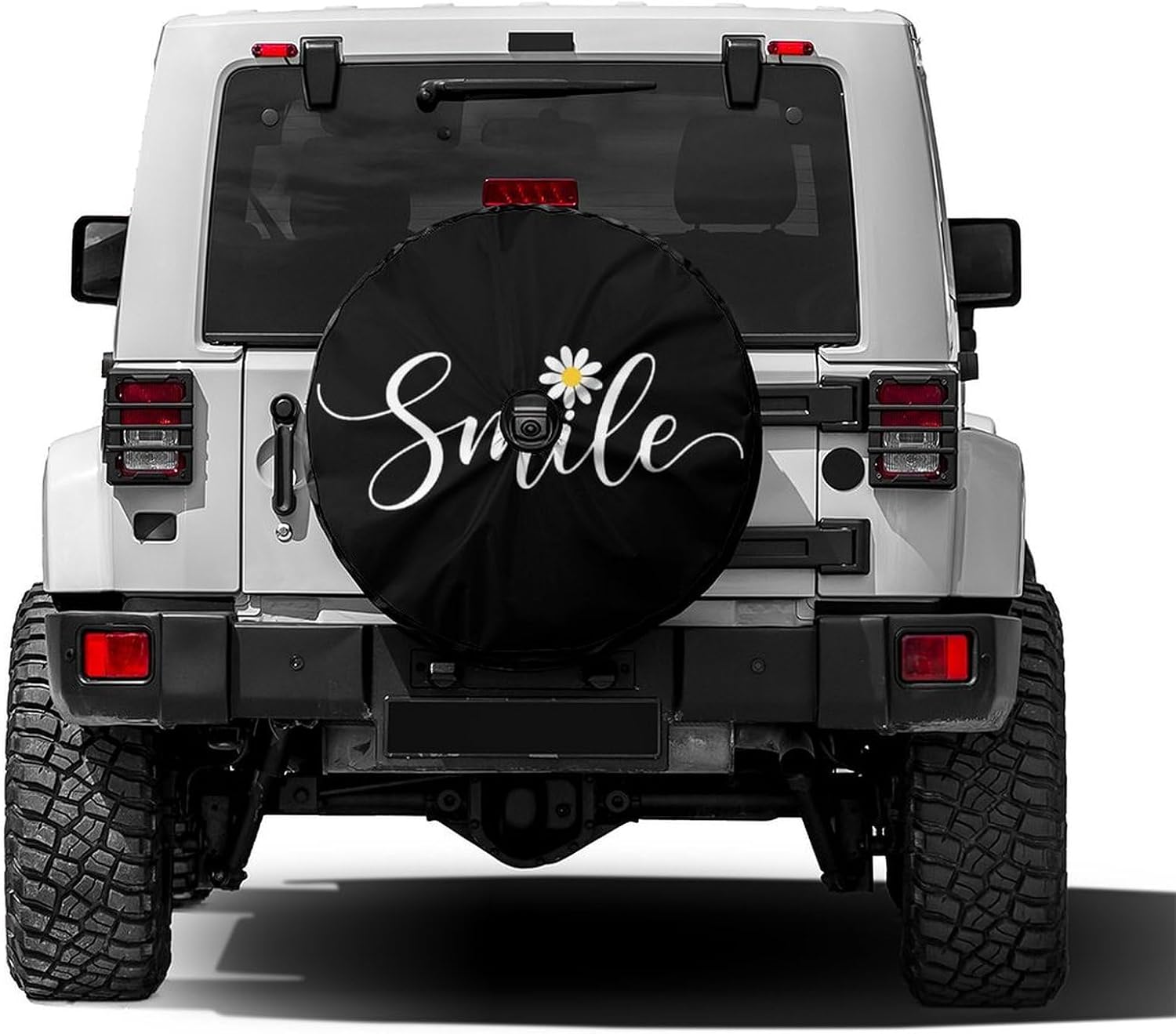 Smile Daisy Spare Tire Cover with Backup Camera Hole Wheel Tire Cover Fit Trailer, RV, SUV and Many Vehicle 17inch