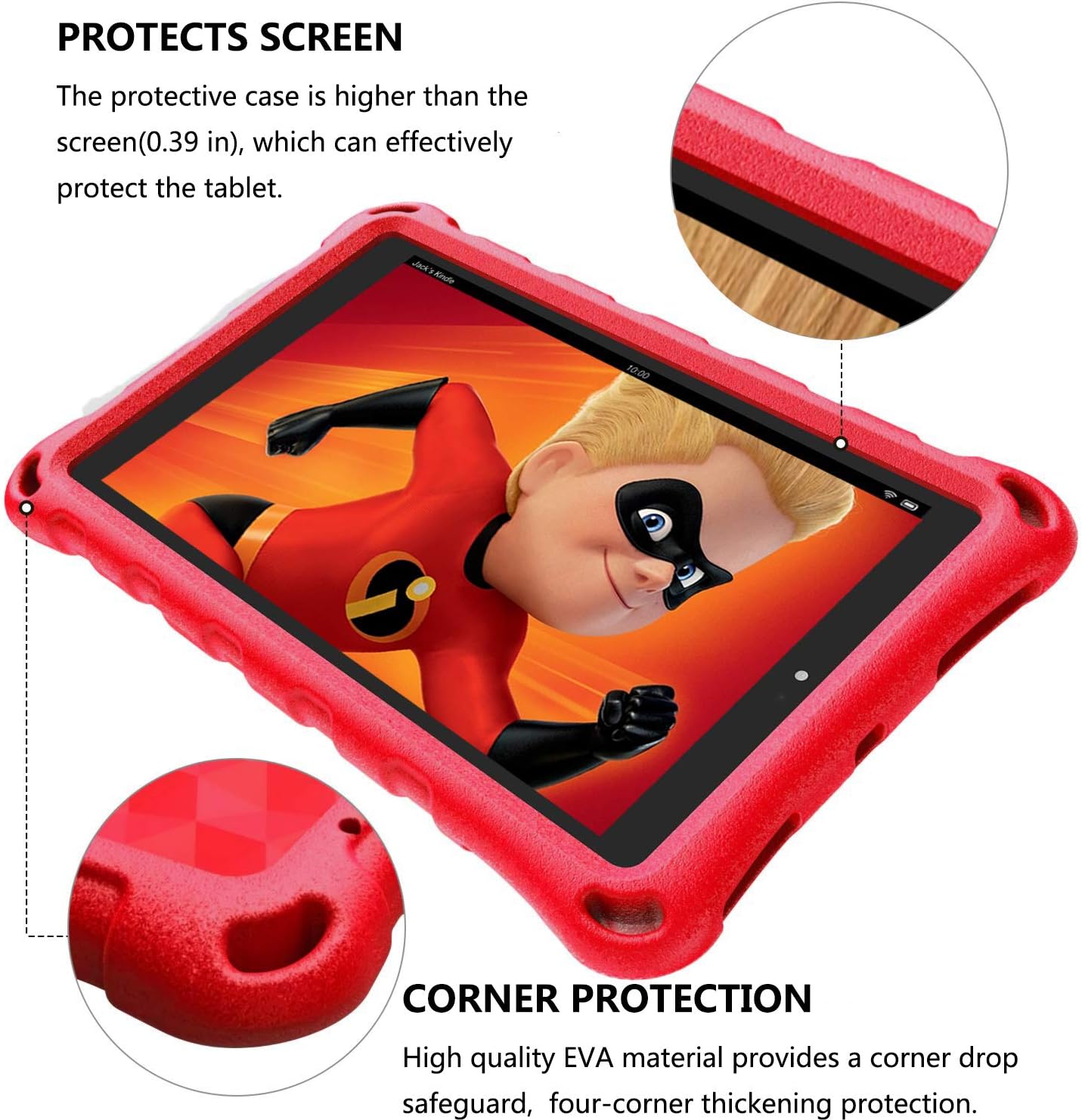 All-New 8 Inch Tablet Case, Tablet 8 2018 Case for Kids - Riaour Light Weight/Shock-Absorption/Anti Slip/High Impact Case for 8 inch Display Tablet Cover(Compatible with 2018/2017/2016 Release)(Red)