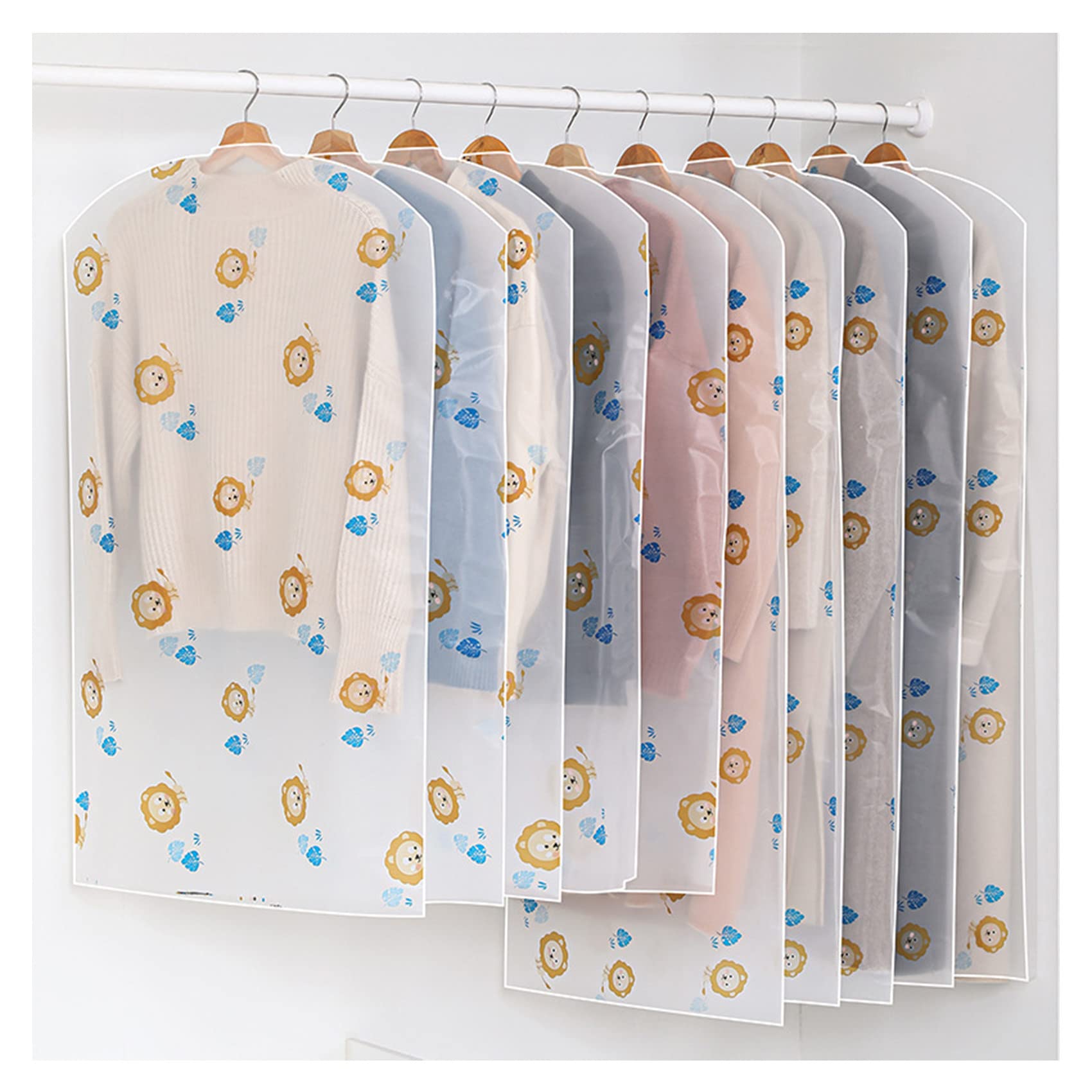 Lot de 2 sacs à vêtements - Housse de protection transparente contre la poussière - En PEVA - Avec fermeture éclair - Pour vestes et costumes, robes, manteaux - M 60 x 100 cm