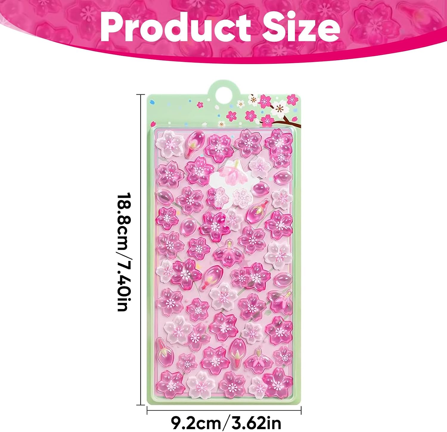 Pink Cherry Blossom 3D Stickers Aesthetic Flower Stickers for Scrapbooking Journaling Supplies Cute Cherry Flowers Puffy Sticker Kawaii Flower Decals for Junk Journal Water Bottle Phone Case Decor