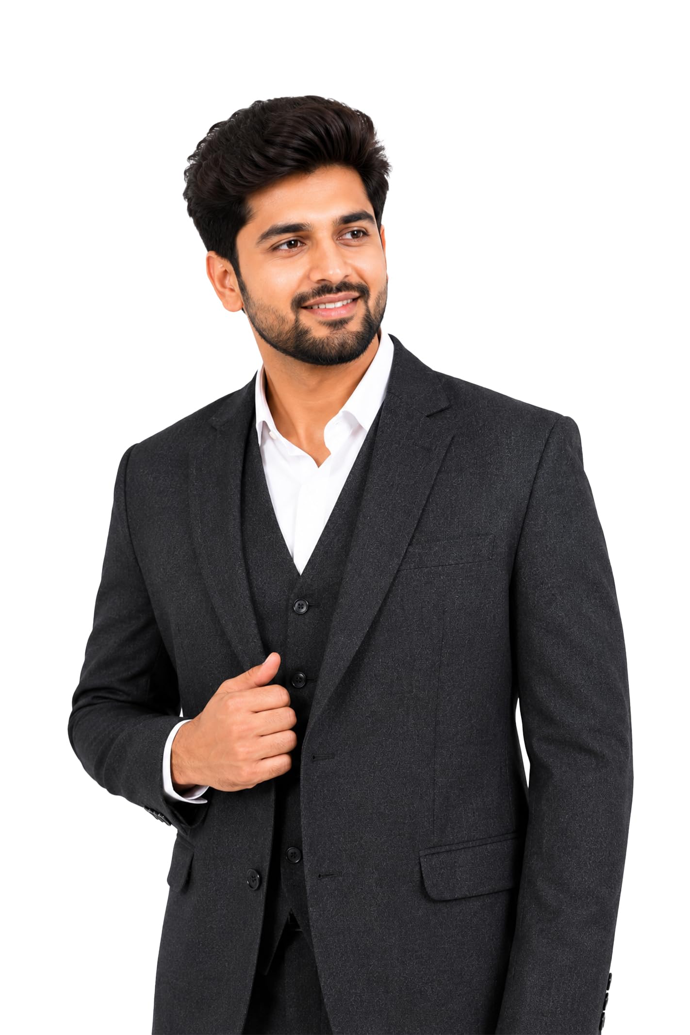 Men's Charcoal Grey 3-Piece Formal Suit with Waistcoat-picture-52