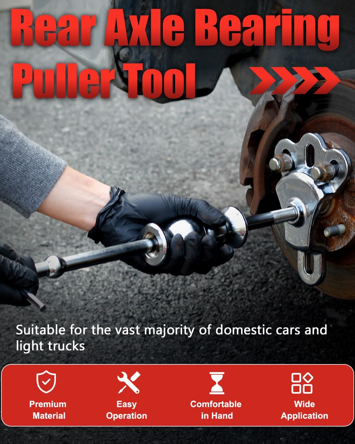 8 Piece Slide Hammer Puller and Rear Axle Bearing Removal Tool, Axle Seal and Bearing Remover Set with Slide Hammer Yoke and 3 Rear Axle Puller Adapters