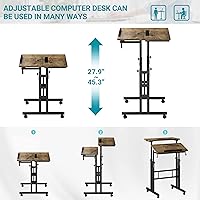 Vista 8 de Klvied Rolling Mobile Desk with Cup Holder, Portable, Adjustable Height Small Stand up Desk on Wheels for Home Office Laptop Cart, Computer