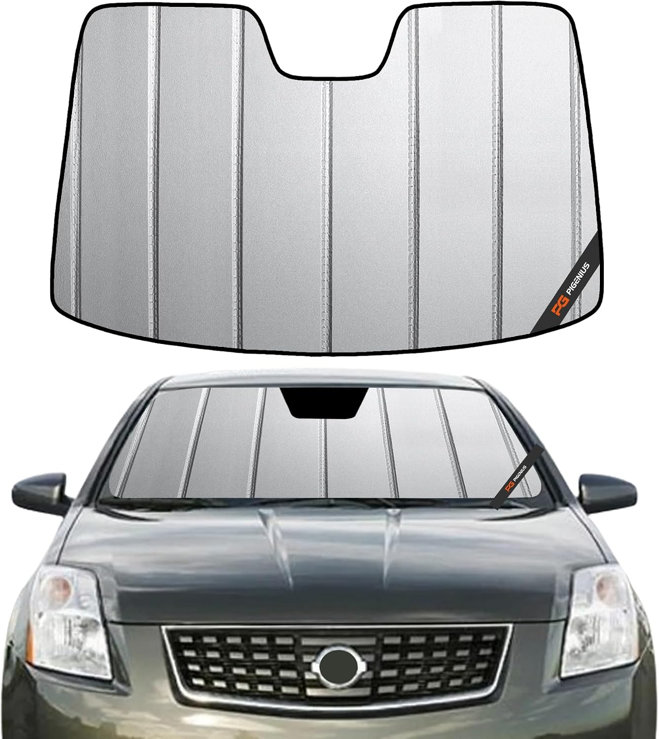 Pigenius Windshield Sun Shade for Nissan Sentra 2007-2012 Front Window Sunshade - Safeguard