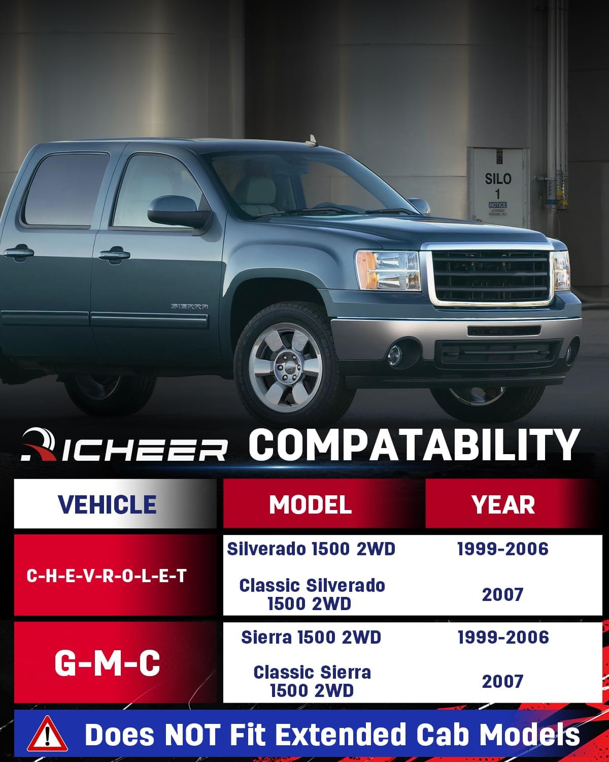 Richeer 2" Front Leveling Lift Kit for 1999-2006 Silverado 1500 Sierra 1500 (2WD Only), Classic 2007 Chevy Silverado 1500 2WD,Leveling Lift Kit Forged Front Strut Spacers Raise your Vehicle by 2"