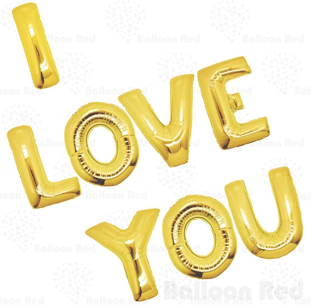 I Love You Balloons Banner,Foil Balloons Letters Balloons Mylar Balloons for Valentine's Day Wedding, Engagement, Wedding Anniversary Decoration 16'' Wedding Balls Pack of 8