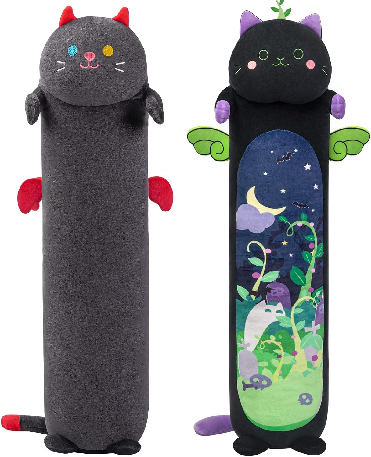 2Pcs Long Cat Plush Body Pillow, 36 inch Cute Black Cat Stuffed Animals Kawaii Soft Plushies, Kitten Plush Pillow Doll Toy Gift for Girls Boys