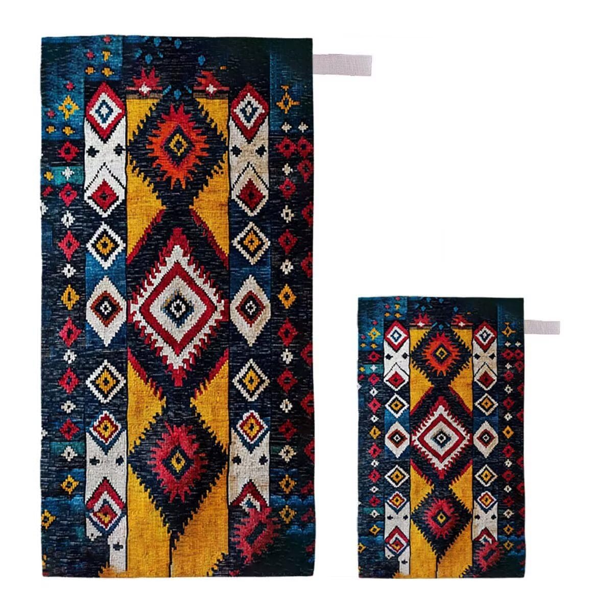 Toalla de Playa Grande 220x100cm/35x70cm, Juego de 2 Toalla Microfibra XXL de Antiarena, Toallas Playa Suave Ligera, Absorbente Secado Rápido, Beach Towel Viaje Yoga, Regalo Mujer Hombre (India) E-82
