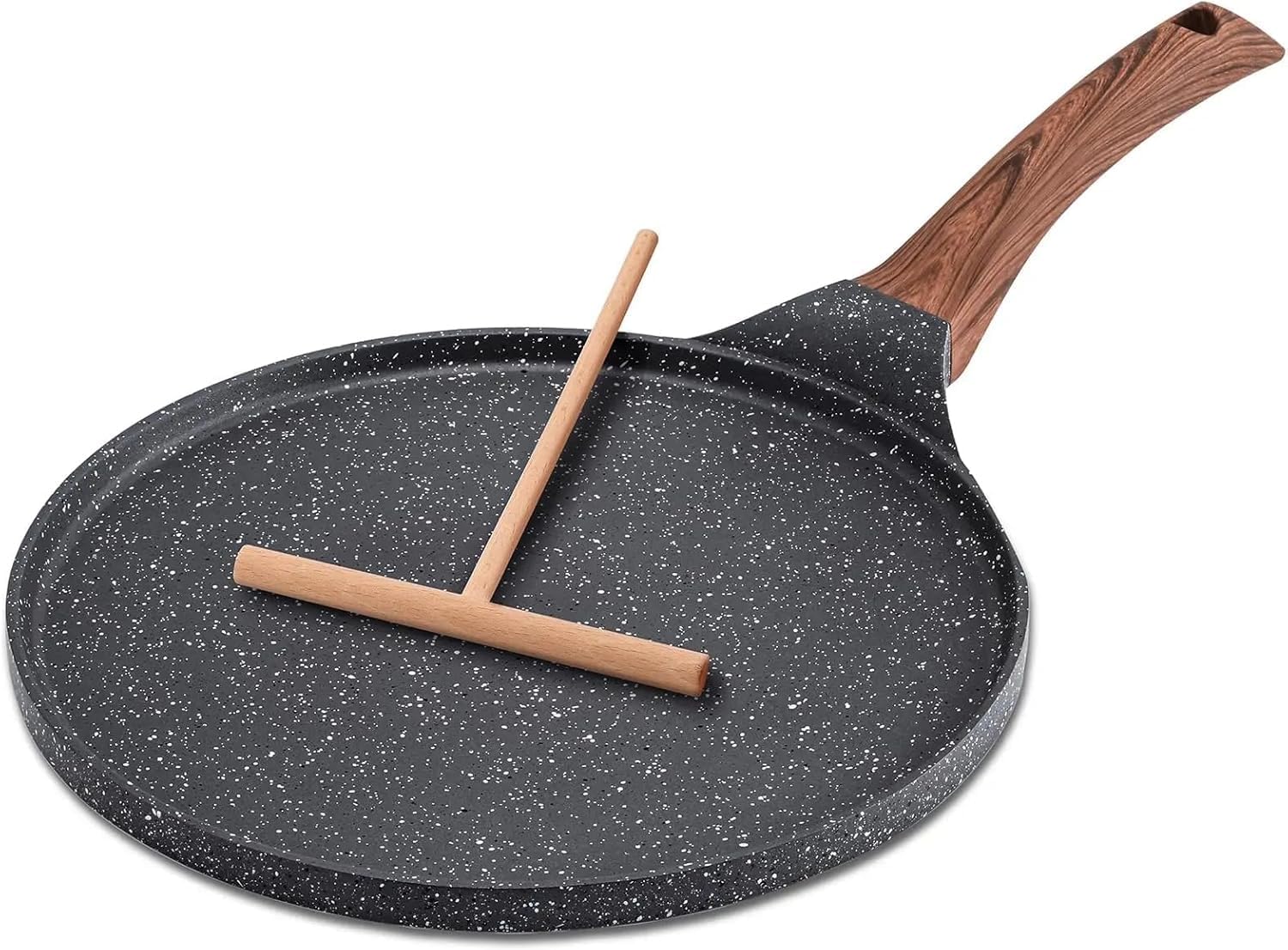 Nonstick Crepe Pan Set, 6 Piece Set Kitchen Pancake Grill Pan, 9.5 Inch Granite Coating Flat Skillet Tawa Dosa Tortilla Pans, Pizza Pans, Fry Pan Compatible with All Stovetops (9.5 Inch)