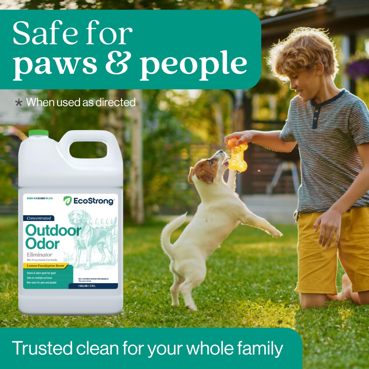 Eco Strong Eliminatore di odori per esterni per cani e urine, potente deodorante per animali domestici, gatti, animali domestici, resistenza professionale per cortile, tappeto erboso, canili, patii