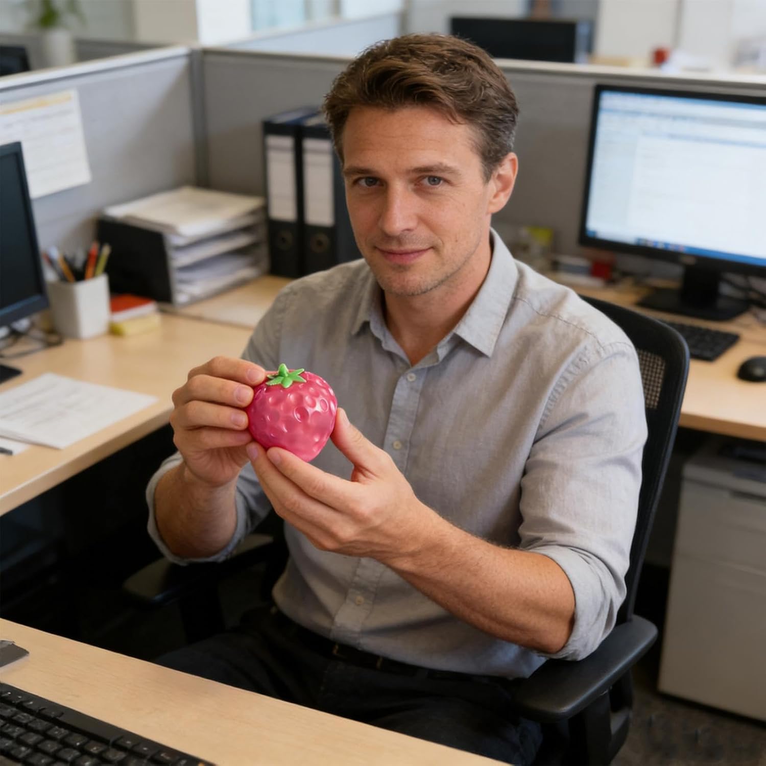 Strawberry Squeeze Toy, Colour Changing Squeeze Fruit Fidget Toy, Slow Rising Strawberry Stress Ball Squeeze Ball, Colour Changing Strawberry Squeeze Toy, for Children & Adults