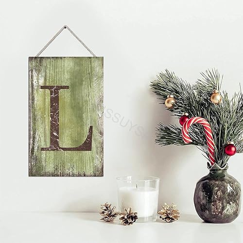 Vista 124 de Letrero colgante de madera con letra J, letrero de madera para decoración del hogar, 26 letras del alfabeto de metal, placa de madera, decoración