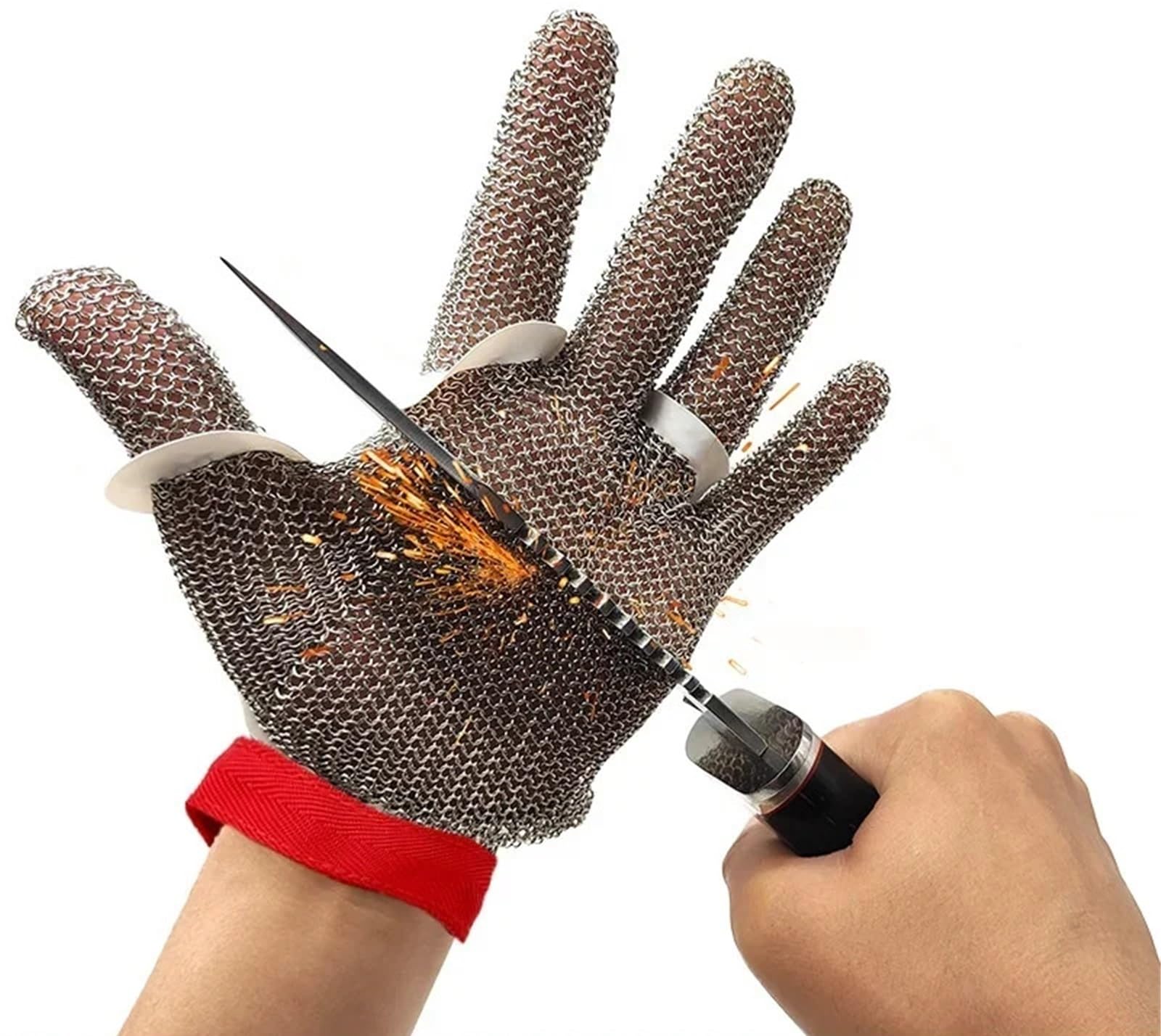 Schnittschutzhandschuhe, Schneidehandschuhe aus Edelstahl 304, Schutzklasse 5, Arbeitsschutz, 1 Stück(M-23)
