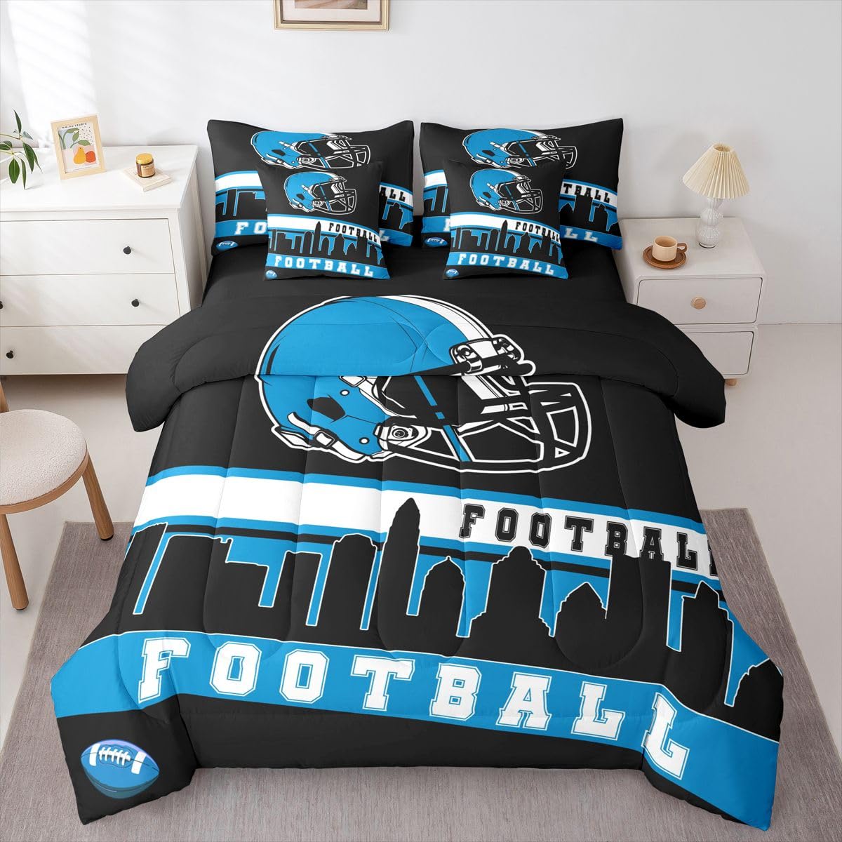 Erosebridal Football 7 Pcs Comforter Set Football City Bedding Full