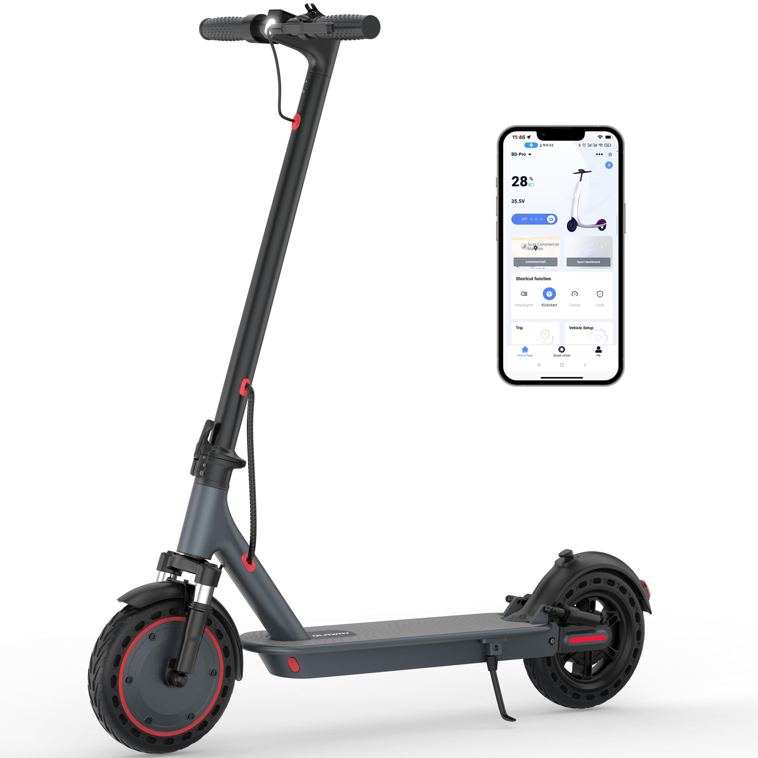 E Scooter for Adults 19-22 MPH 350/500W Motor 281/441Wh Battery,8.5"/10" Tires,Motorized Scooter Up to 22 Miles Range, Foldable Scooter with Double Shock Absorption/Bearing 265 LBS/APP Control