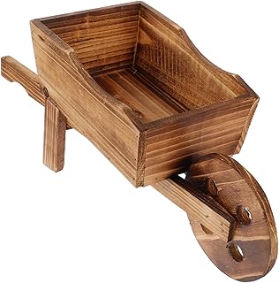 Vintage Wooden Wheelbarrow Planter Creative Ornamental Flowerpot for Succulents Cactus Decor Multi Functional Plant Container for