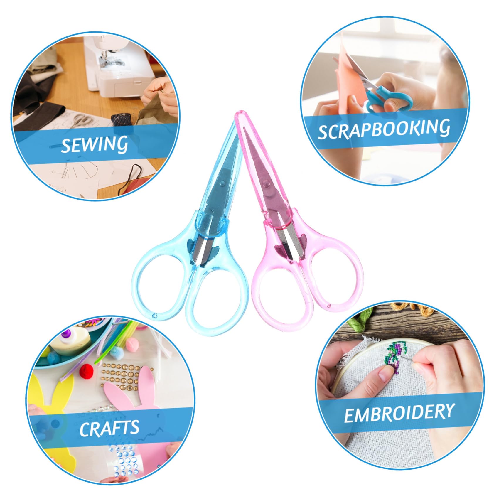 HOMSFOU 5 Sätze Schere Mit Schutzabdeckung Klein Kunsthandwerk Faden Handarbeit Nähen Scrapbook-schere Diy -schere Applikationsschere Badezimmerschere Rostfreier Stahl 2 Stück * 5