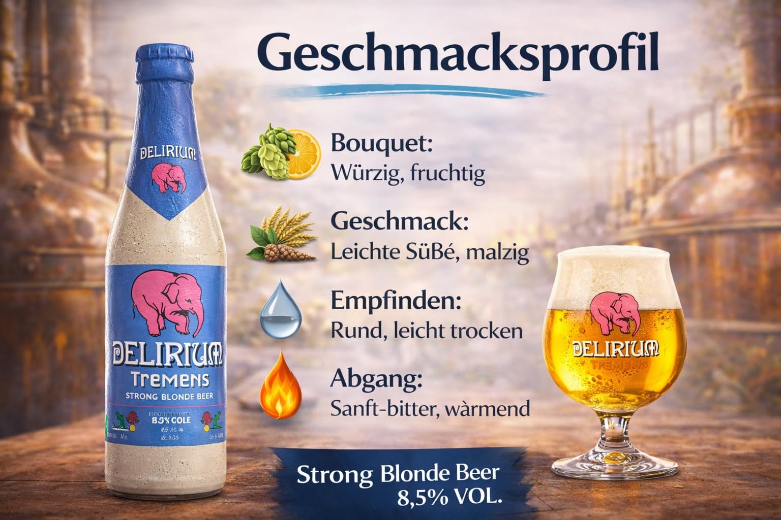 Delirium Tremens Belgisches Starkbier 12 Flaschen 0,33l 9% Vol. Premium Bierspezialität aus Belgien Porzellanflasche Craft Bier Geschenkset Belgische Braukunst
