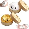 Giant Glitter Dumpling Squishy,Dumpling Squishy Stress Balls,Squishy Dumplings Toy with Steamer Box,Soft Squeeze Dumplings Squishys,Cute Soft Glitter Calming for Stress Relief,Boys Girls GoldWhite
