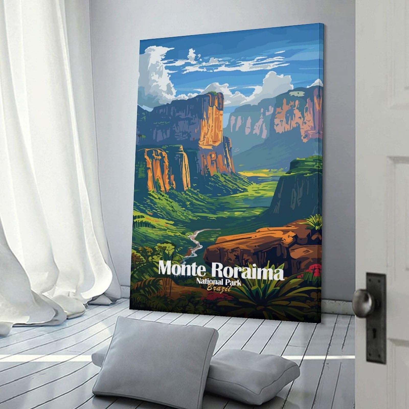 Junmoney Frame-Style-9 Monte Roraima National Park Brazil Room Decor Wall Art 24X36inch(60X90cm), For Entrance Spaces, Stair Walls Or Halls, A Neat Decor Update For Hallways