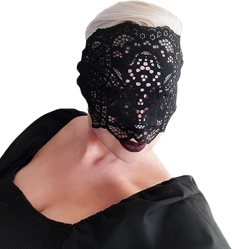 Miniatura 5 de Máscaras de encaje negro de cara completa para mujeres Colección de máscaras de encaje hechas a mano