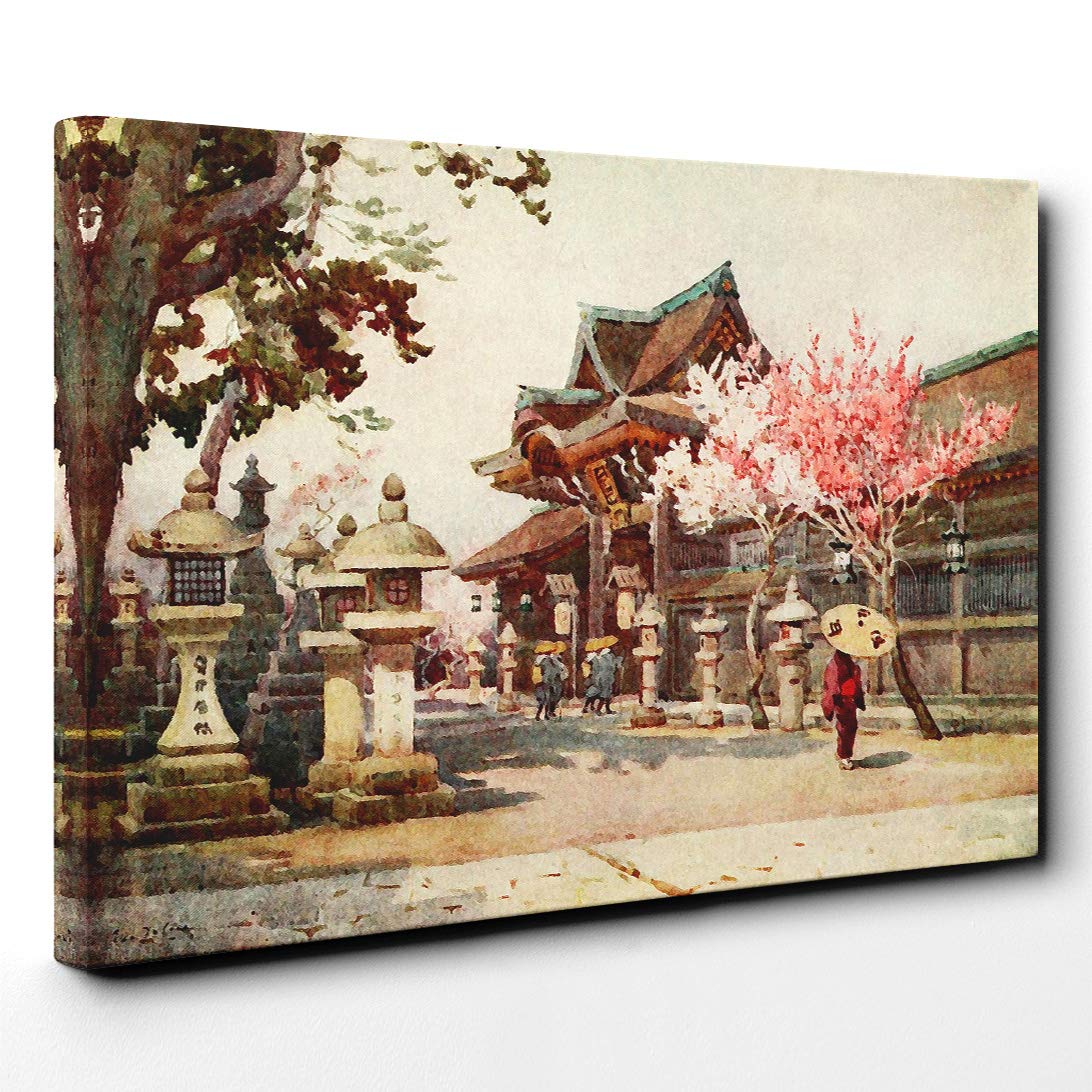 Ella Du Cane Japanese Oriental at Kitano Tenjin Canvas Print | Gallery Wrapped 30mm Frame Wall Art | 24x16 inches | Ready to Hang | Asian Picture | Living Room Bedroom Lounge Office