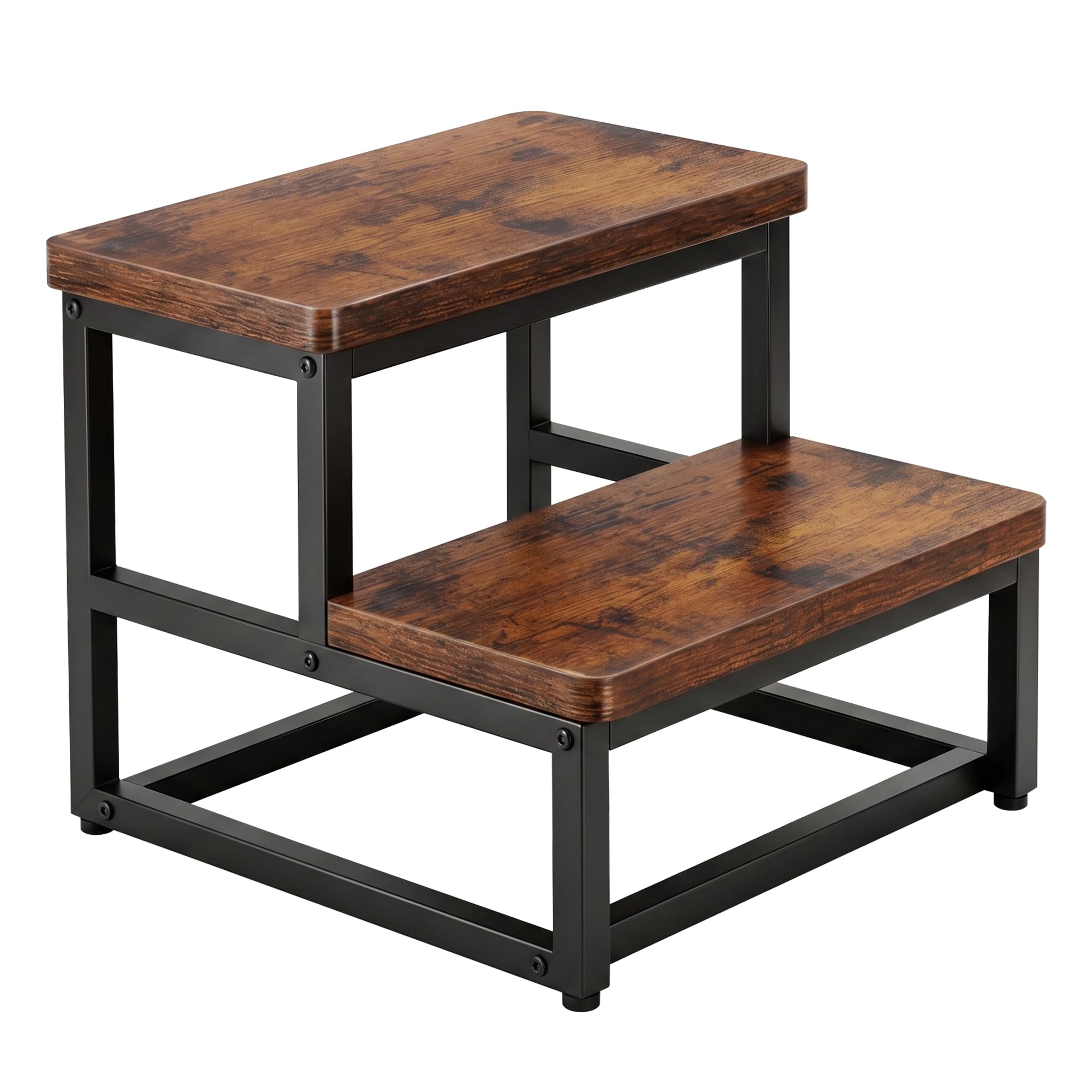 ROTTOGOON 2 Step Stool Non-Slip, Wood & Metal RV Steps, Heavy Duty